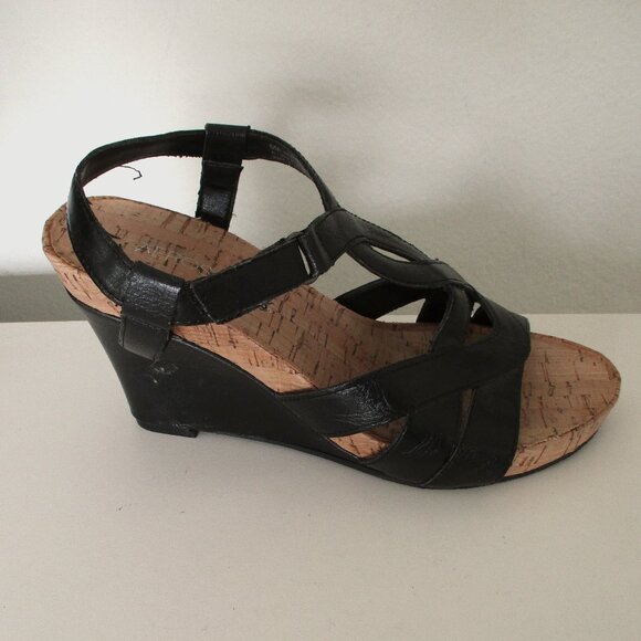 Aerosoles "Wonderplush" Womens Black Ankle-strap Slide w/3.5" Wedge Heel-Size 6M - Picture 4 of 9